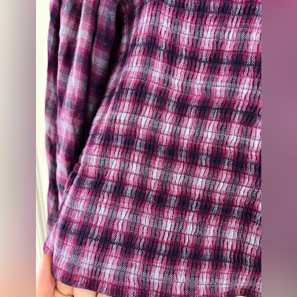 Free People Purple Cherry Bomb Plaid Top - Size S - Picture 7 of 9